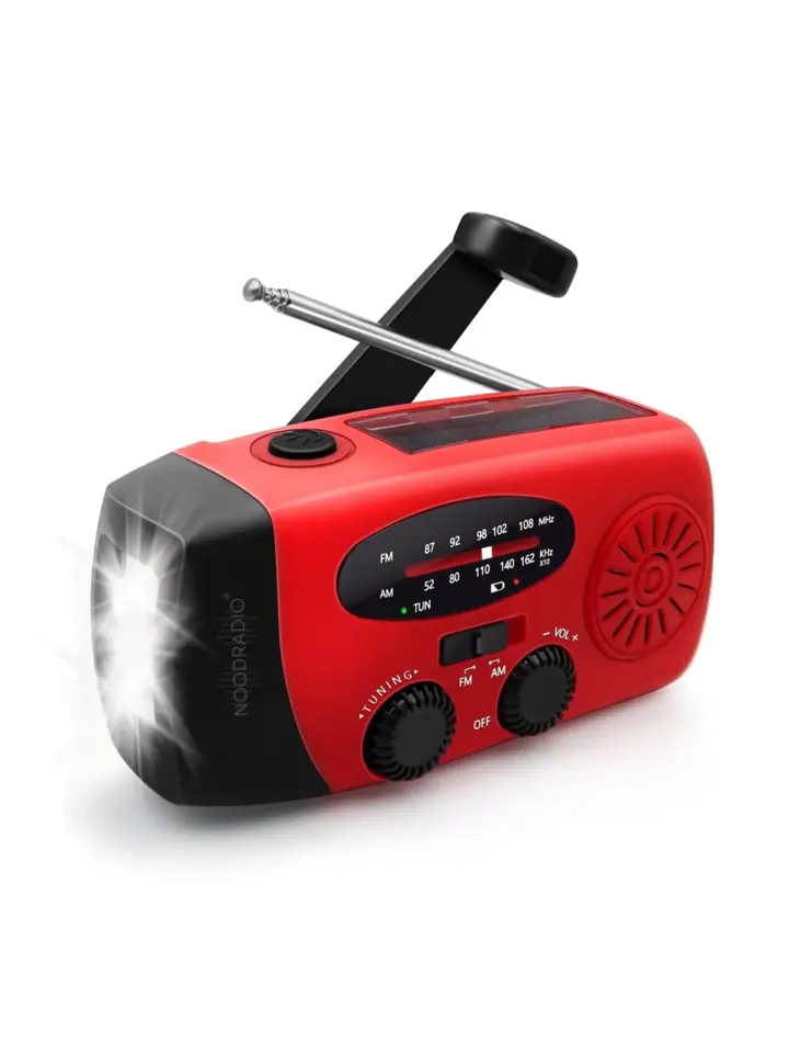 Noodradio Solar Powerbank Opwindbaar Rood 1